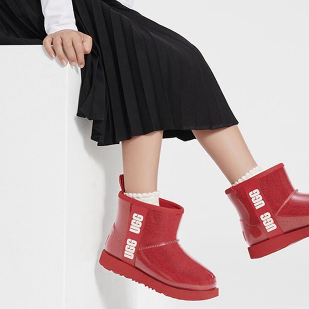 NEW UGG Big Girl's Classic Mini Logo See-Through Waterproof Boots